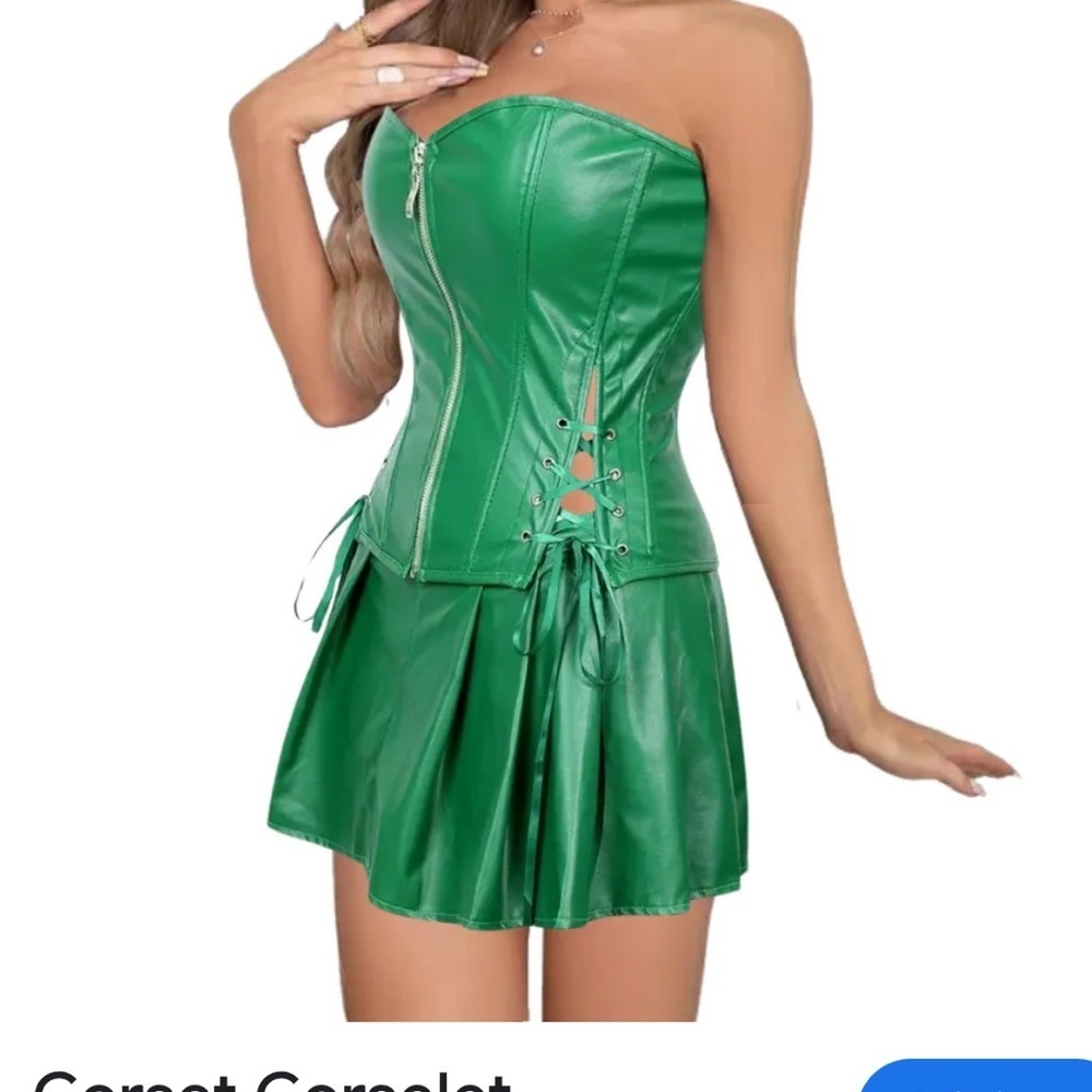 2 piece green Corset and skirt